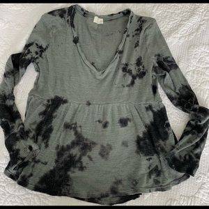 Anthropologie tie dye black/ grey oversized soft cotton shirt, size large